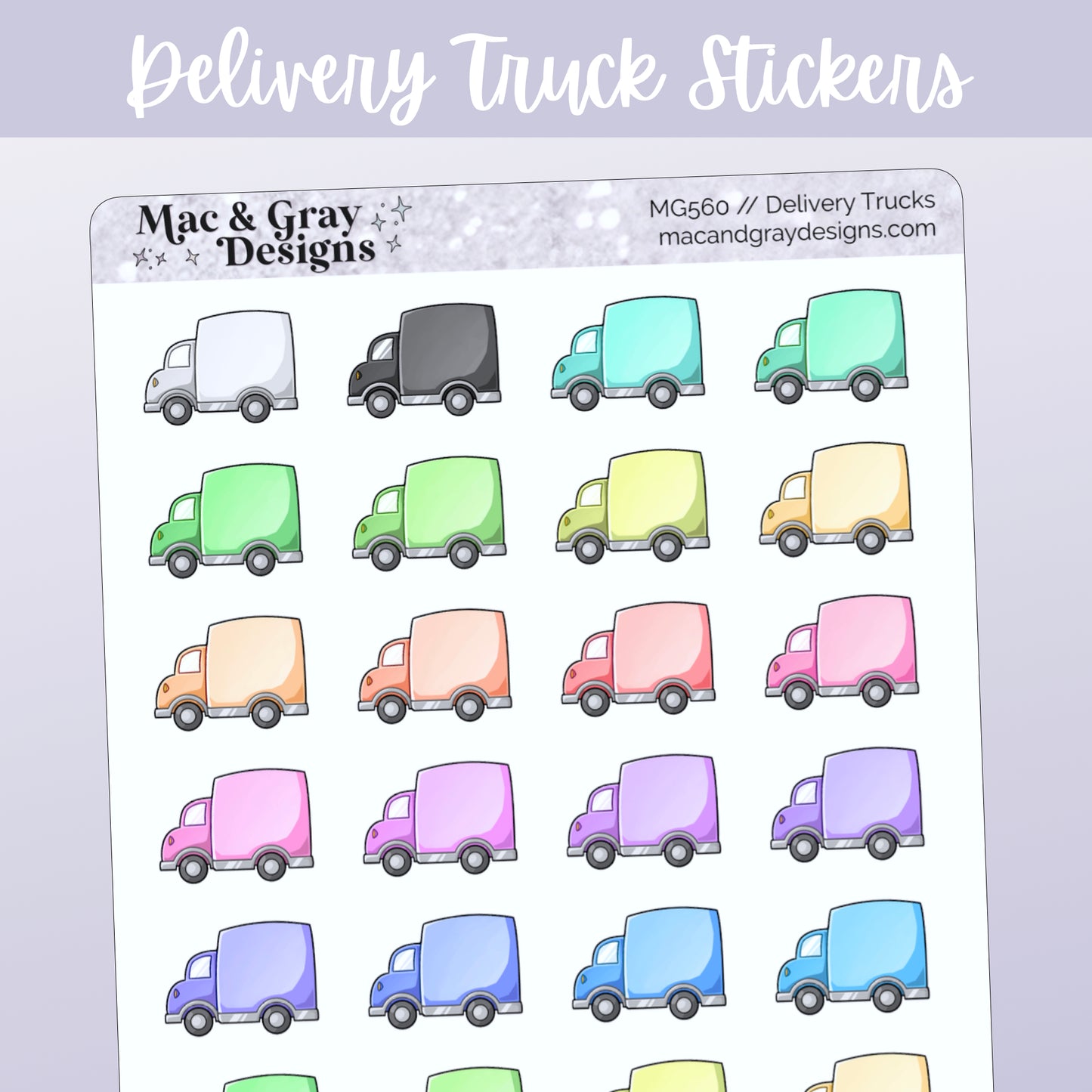 Delivery Trucks // Rainbow Functional Stickers