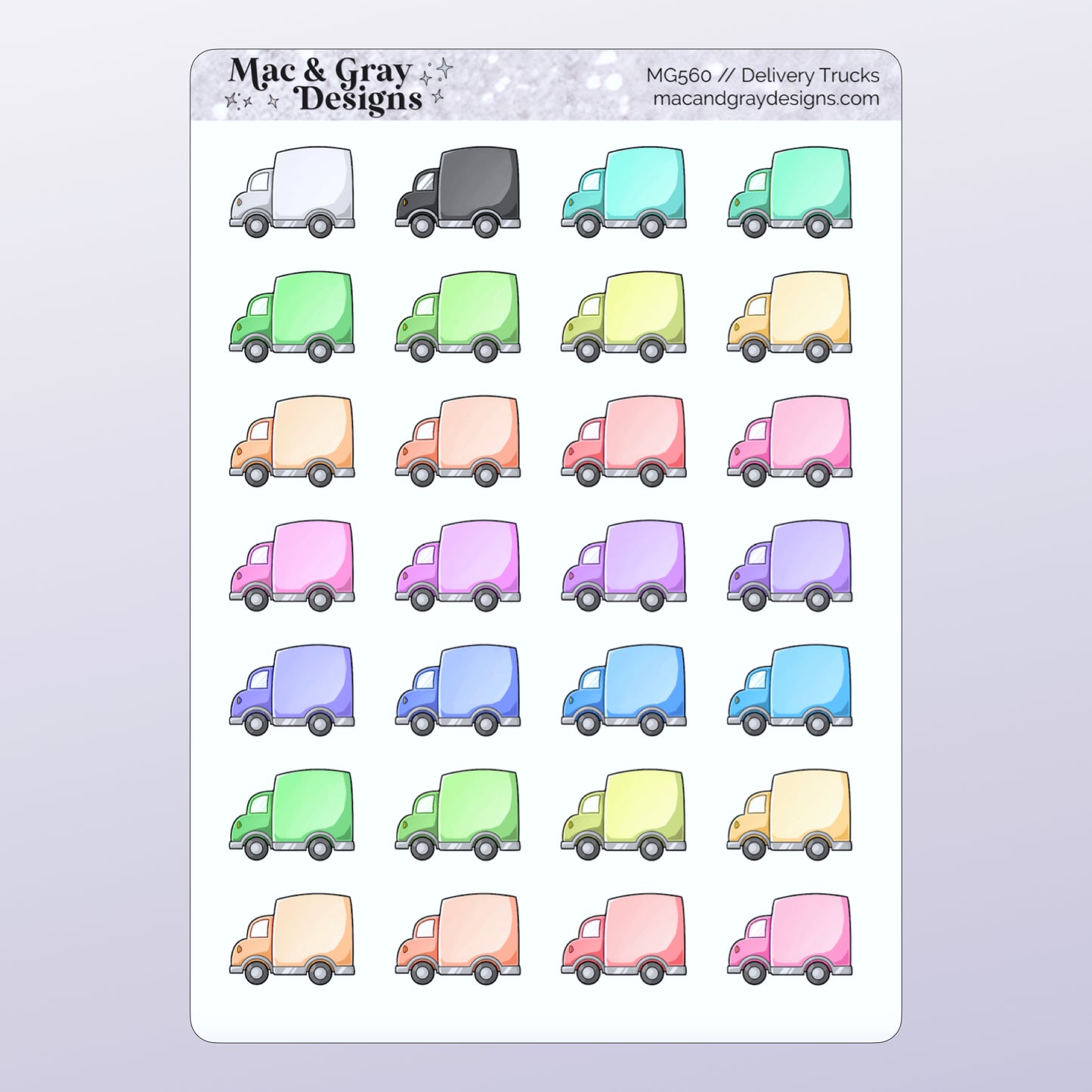 Delivery Trucks // Rainbow Functional Stickers