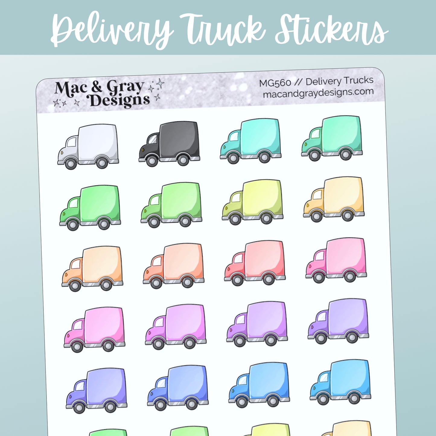 Delivery Trucks // Rainbow Functional Stickers