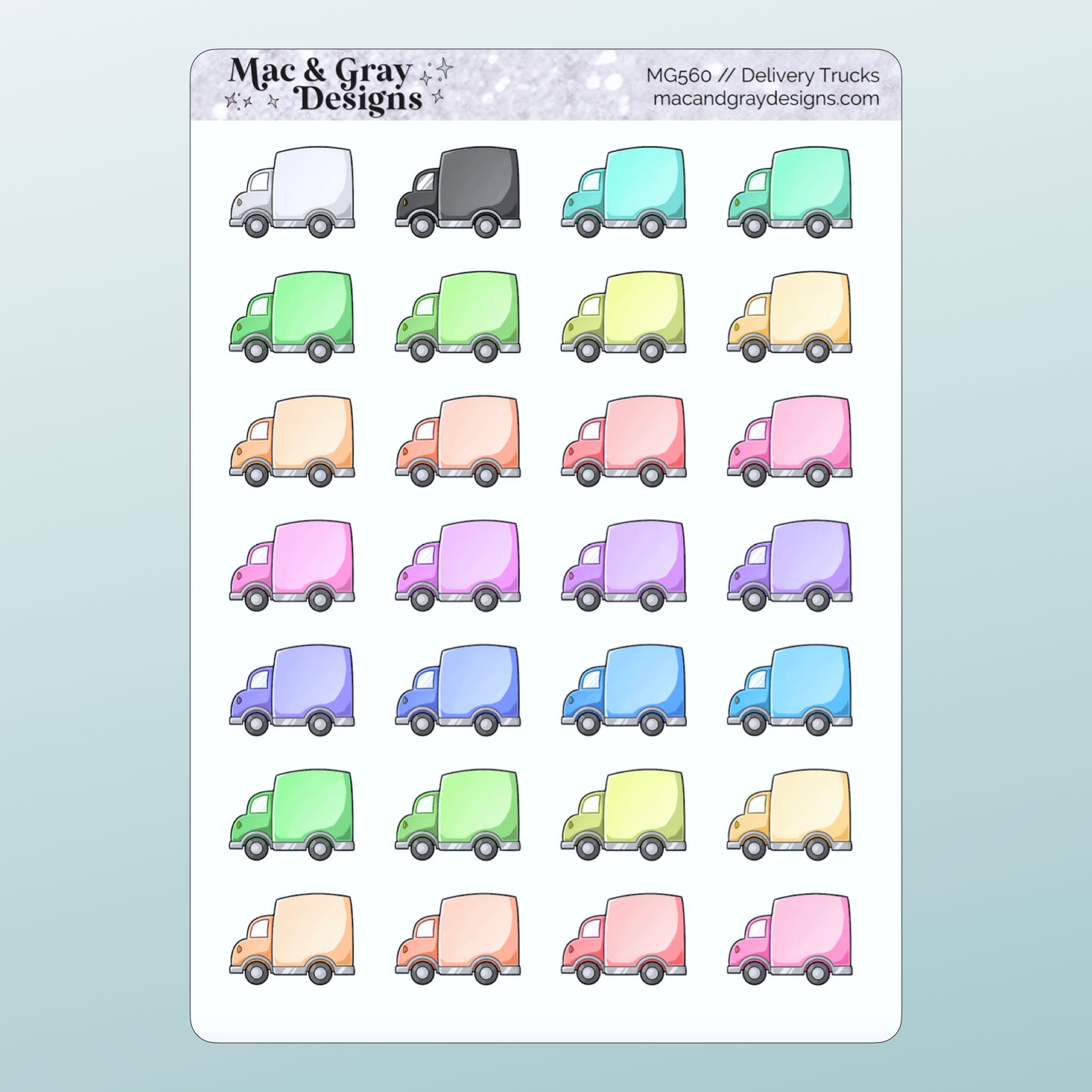 Delivery Trucks // Rainbow Functional Stickers for Planners & Journals ...