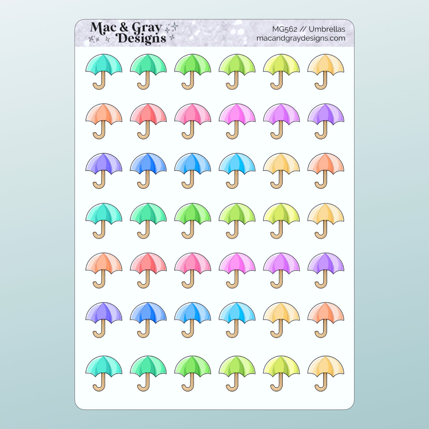 Umbrellas // Rainbow Functional Stickers