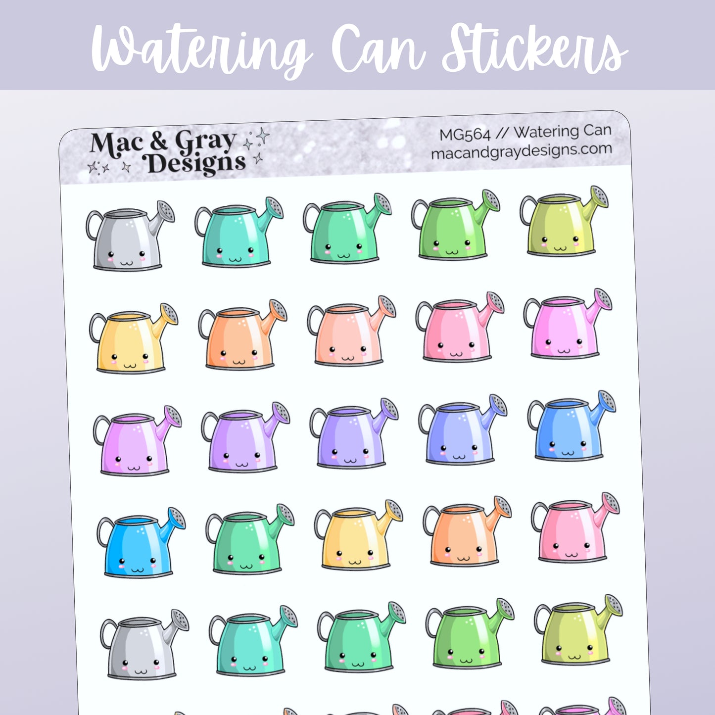 Watering Cans // Rainbow Functional Stickers