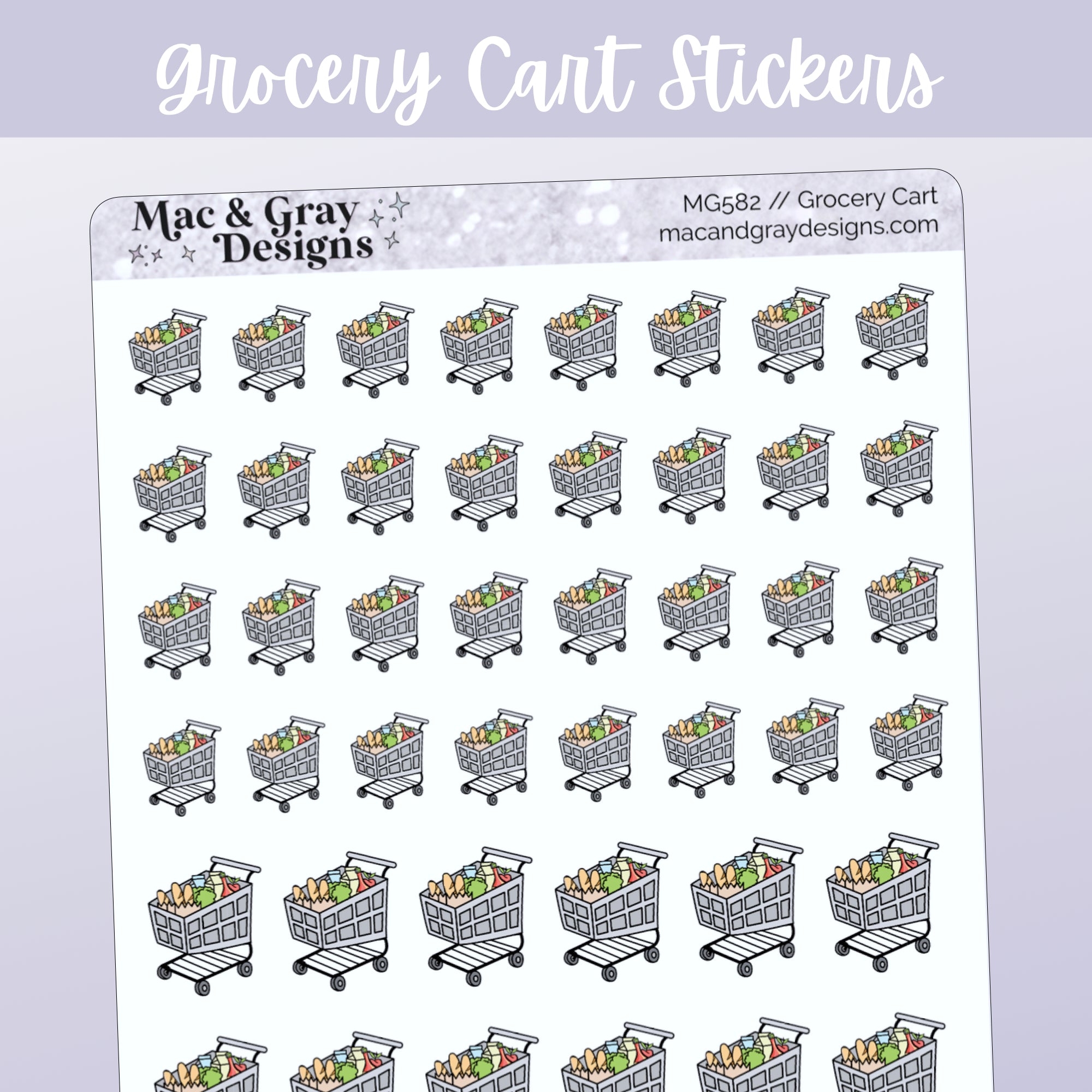 Grocery Cart Stickers & Food Shop Planners and Trackers for Planners ...