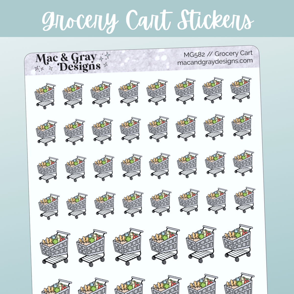 Cart Path Sticker Grocery Cart Stickers & Food Shop Planners and Trackers for Planners ...