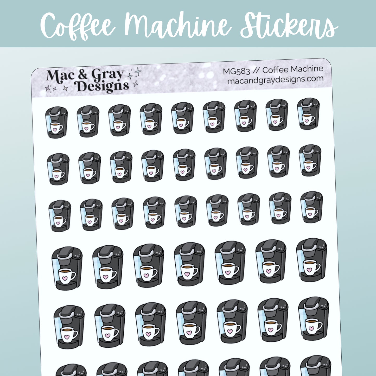 Coffee Machine Doodles // Functional Stickers