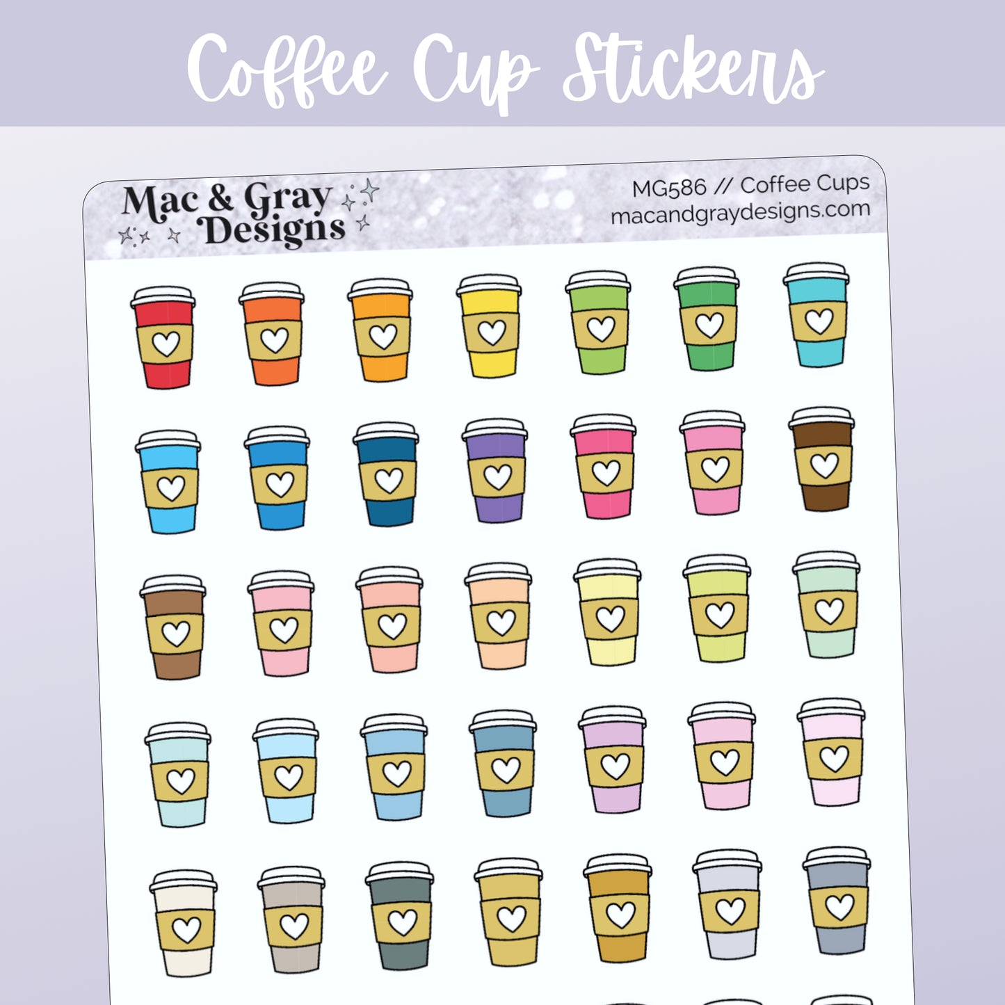 Coffee Cup Doodles // Functional Stickers