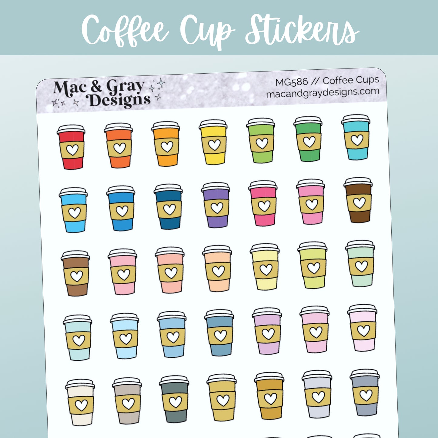 Coffee Cup Doodles // Functional Stickers