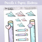 Pencils & Paper Aeroplanes // Deco & Journalling Stickers