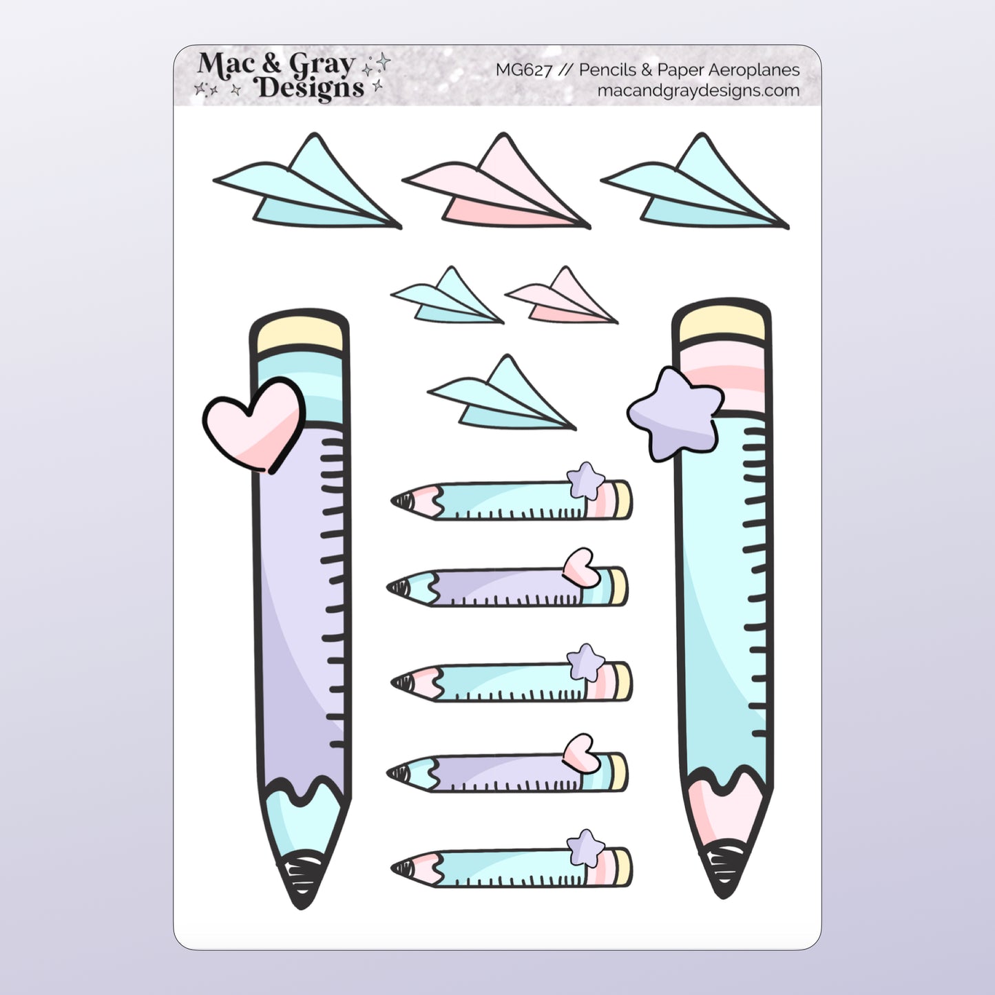 Pencils & Paper Aeroplanes // Deco & Journalling Stickers