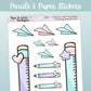 Pencils & Paper Aeroplanes // Deco & Journalling Stickers