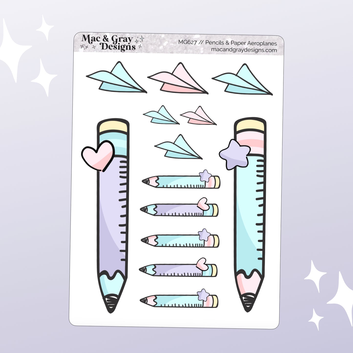 Pencils & Paper Aeroplanes // Deco & Journalling Stickers