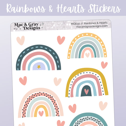 Rainbows & Hearts // Deco & Journalling Stickers