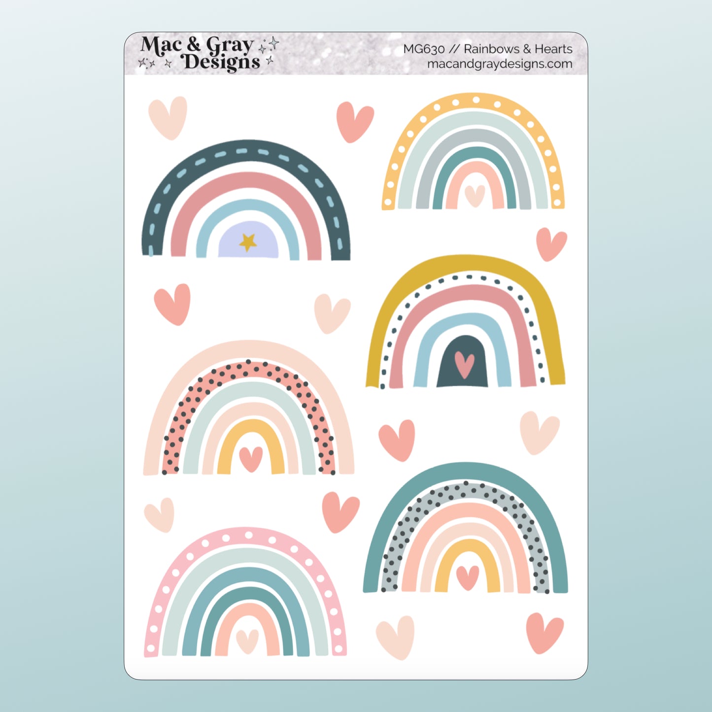 Rainbows & Hearts // Deco & Journalling Stickers