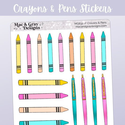 Crayons & Pens // Deco & Journalling Stickers