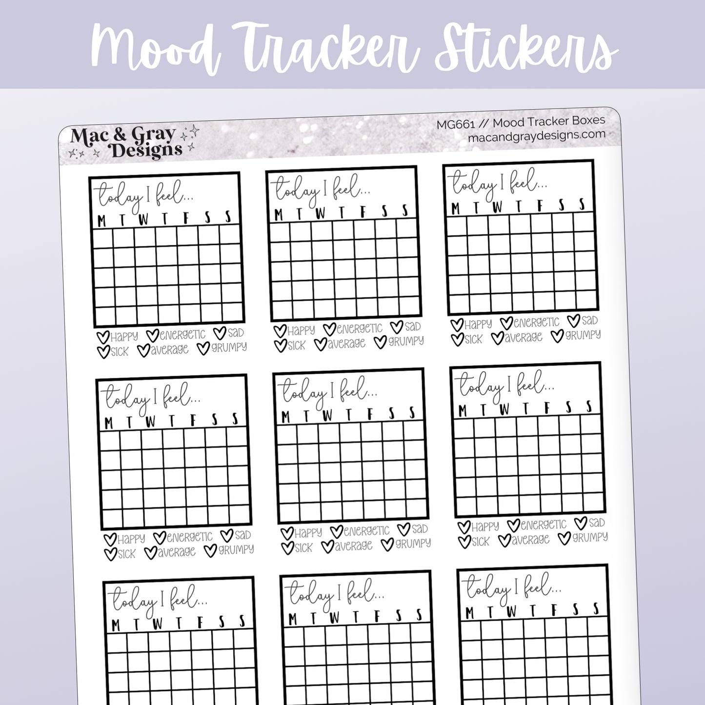 Mood Tracker Stickers // Functional Stickers