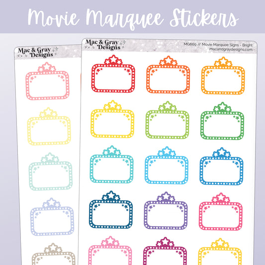 Movie Marquee Stickers // Functional Stickers