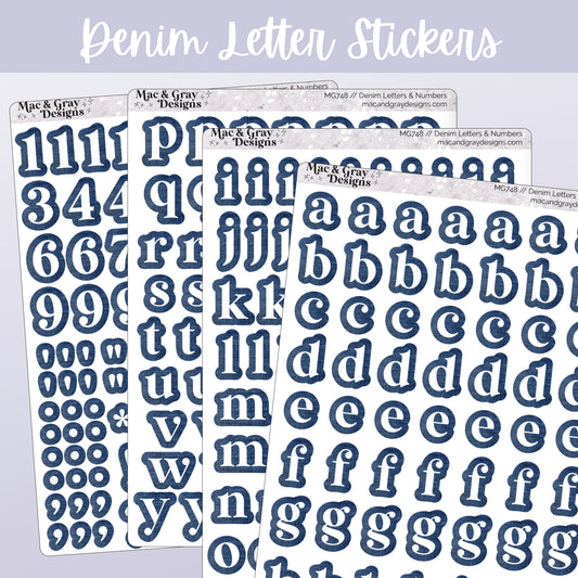 Journal Letter & Number Stickers // Denim