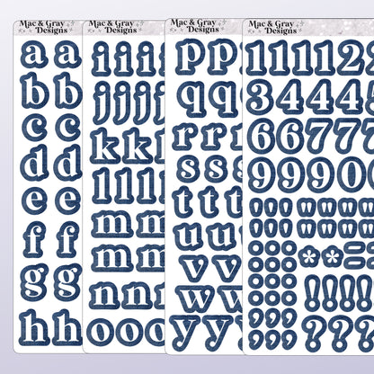 Journal Letter & Number Stickers // Denim