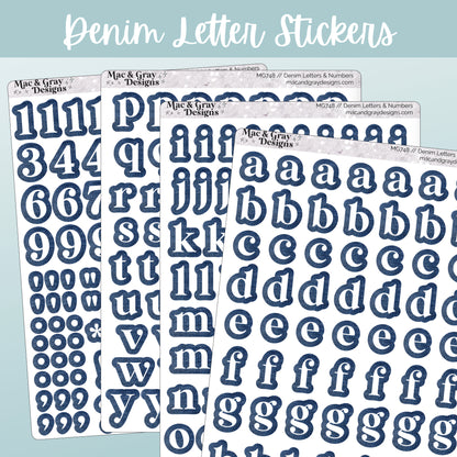 Journal Letter & Number Stickers // Denim