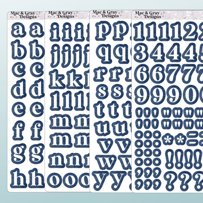 Journal Letter & Number Stickers // Denim