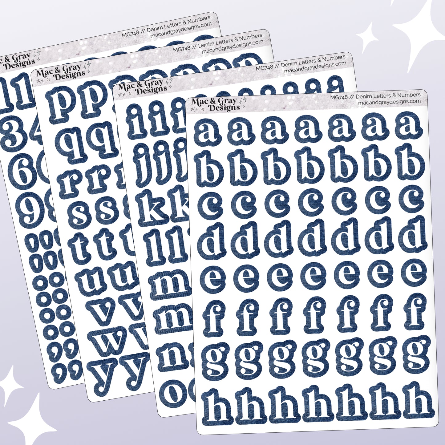Journal Letter & Number Stickers // Denim