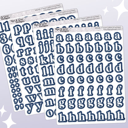 Journal Letter & Number Stickers // Denim