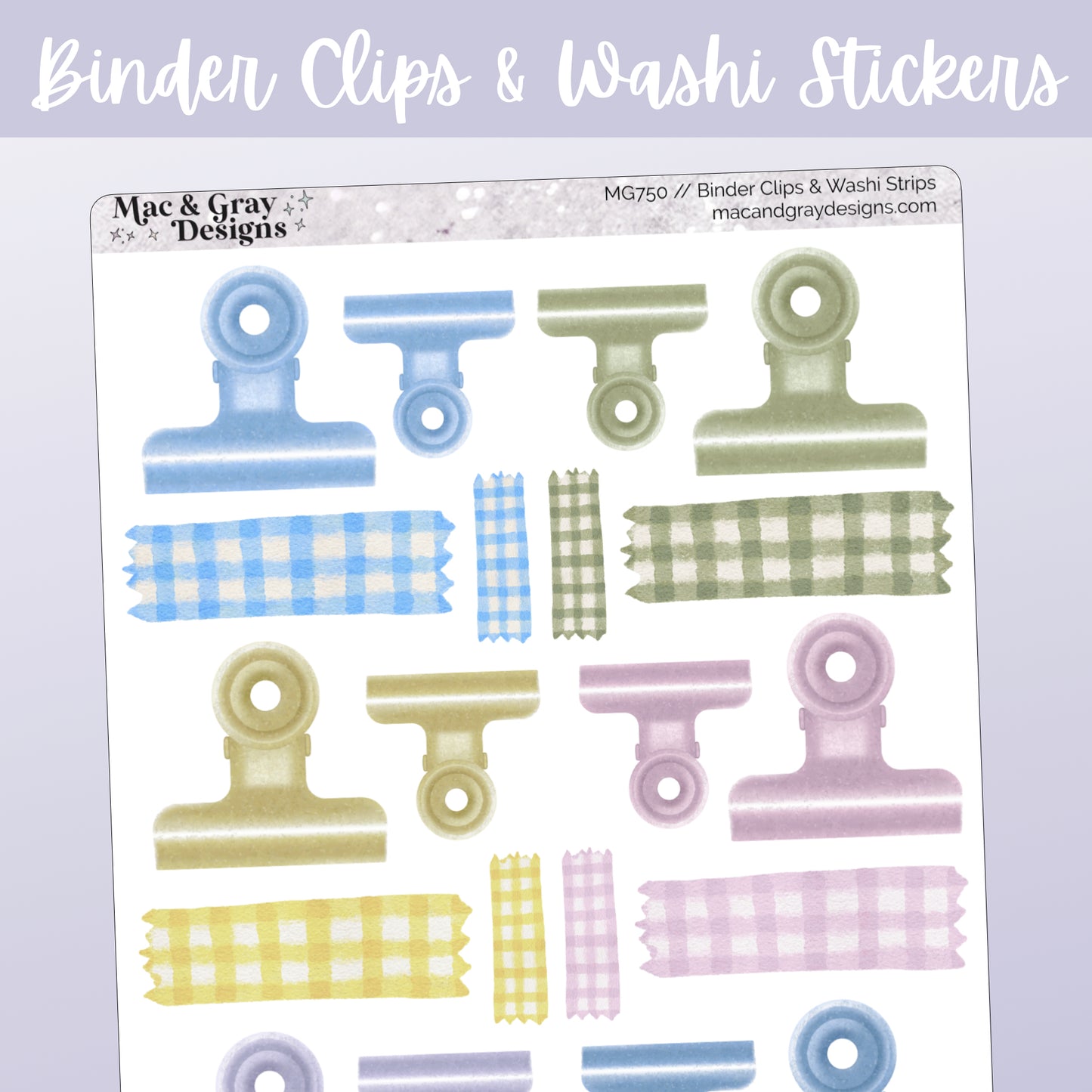 Sisterhood Binder Clip & Washi | Decorative Stickers
