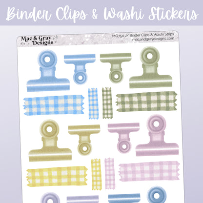 Sisterhood Binder Clip & Washi | Decorative Stickers