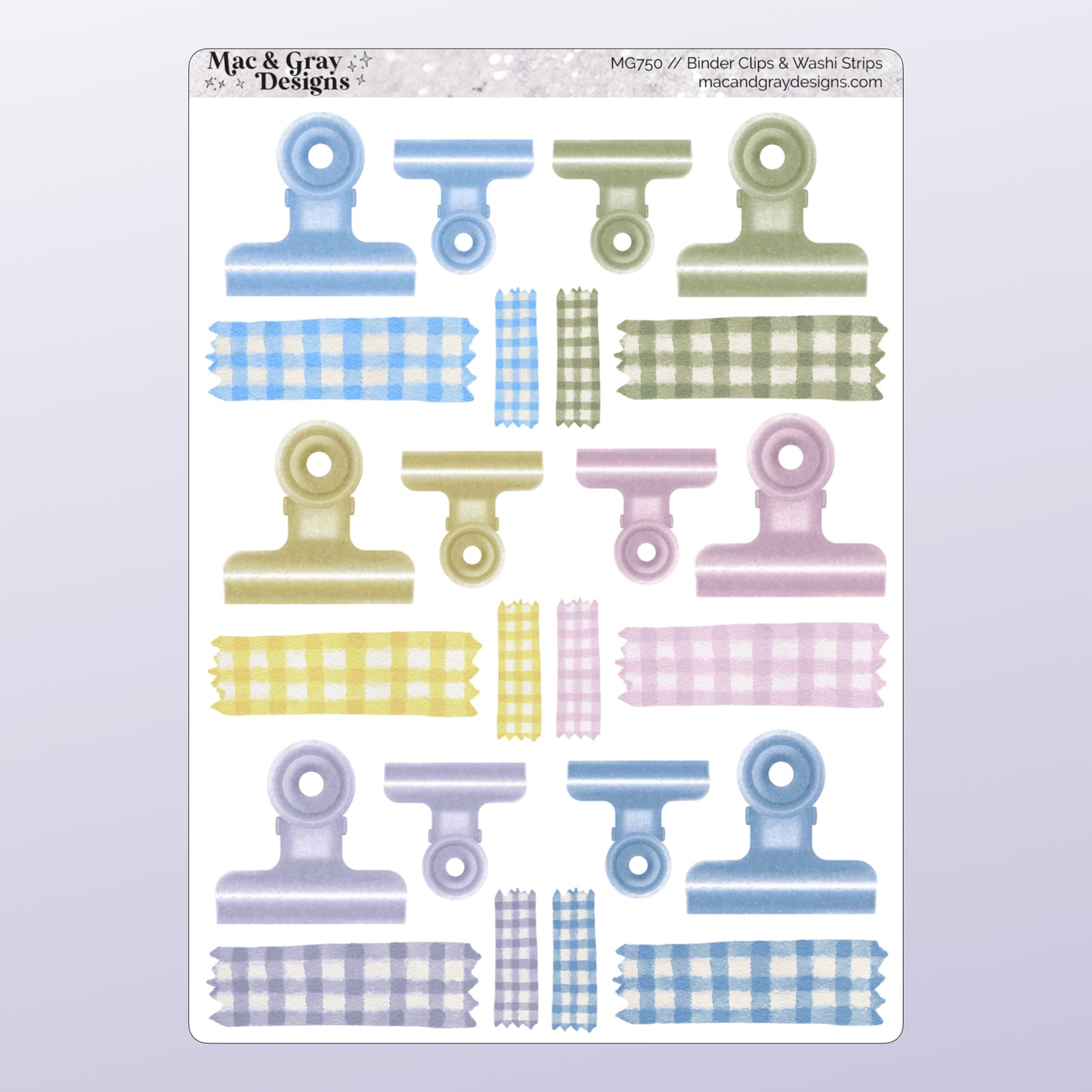 Sisterhood Binder Clip & Washi | Decorative Stickers