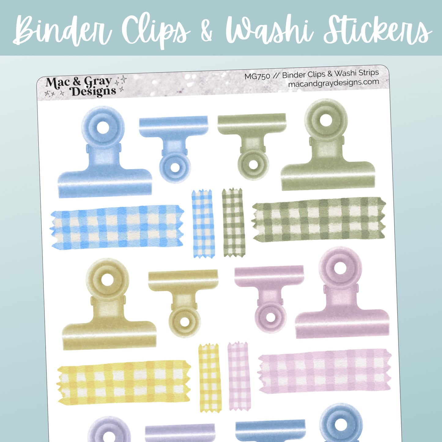 Sisterhood Binder Clip & Washi | Decorative Stickers