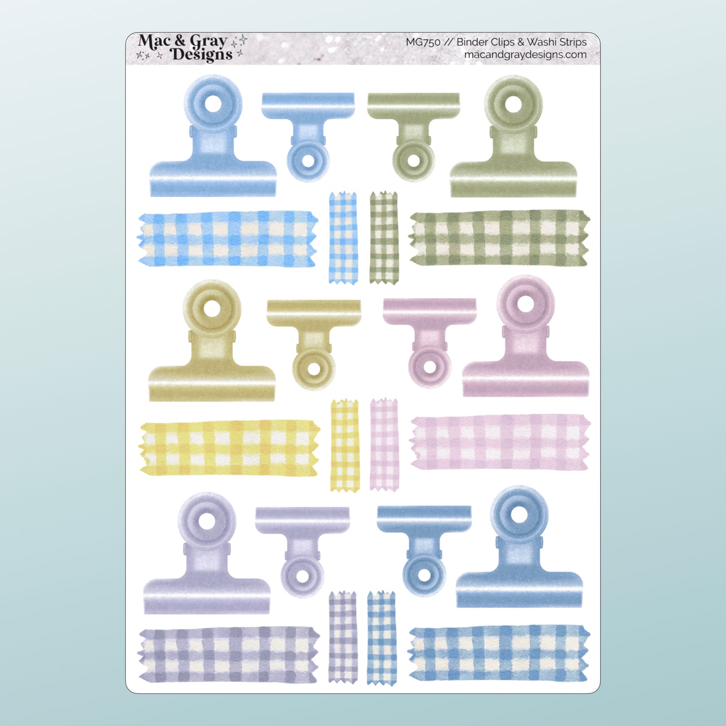 Sisterhood Binder Clip & Washi | Decorative Stickers