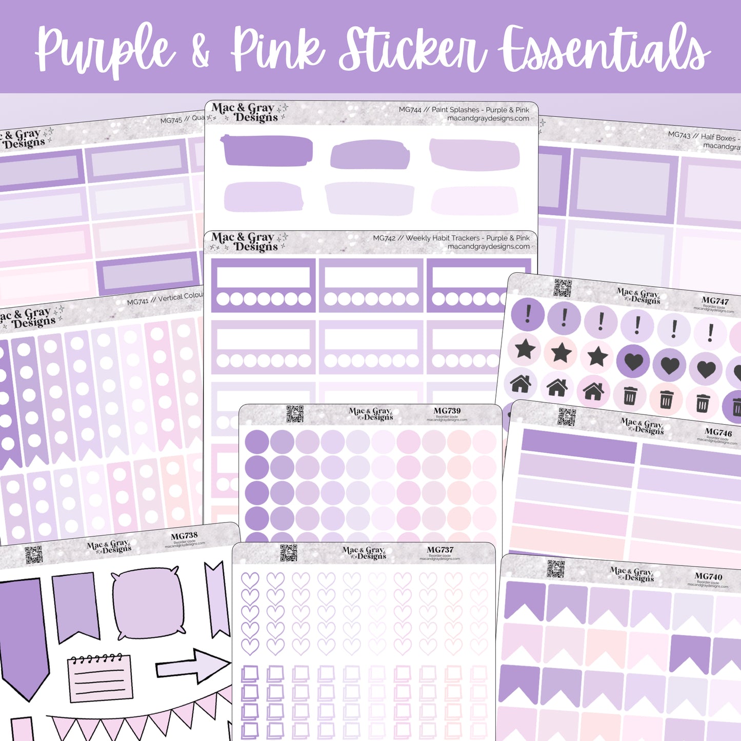 Purple & Pink Sticker Essentials Bundle