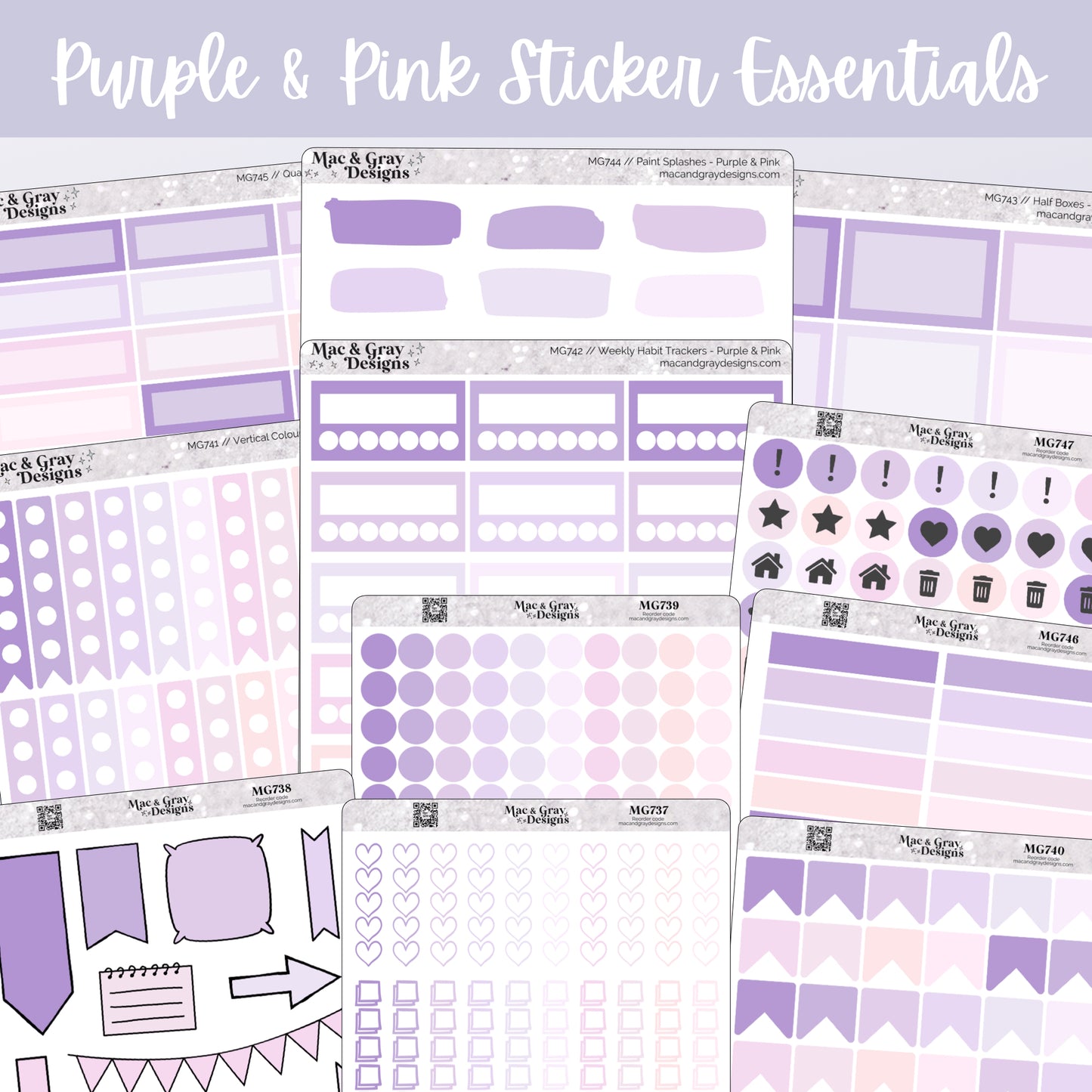 Purple & Pink Sticker Essentials Bundle