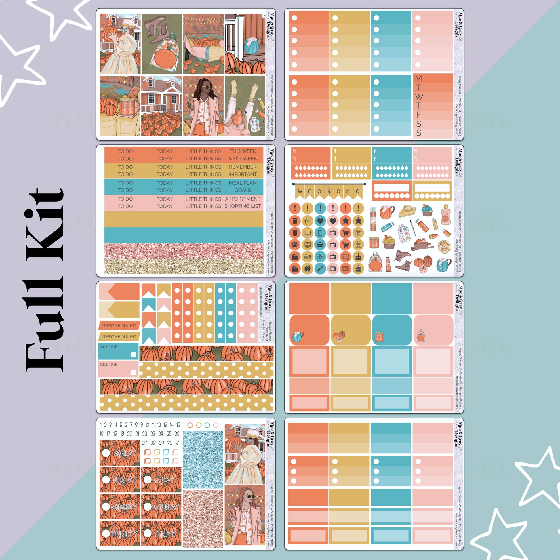 Pumpkin Patch  Mini Weekly Planner Stickers Kit – River & Ink