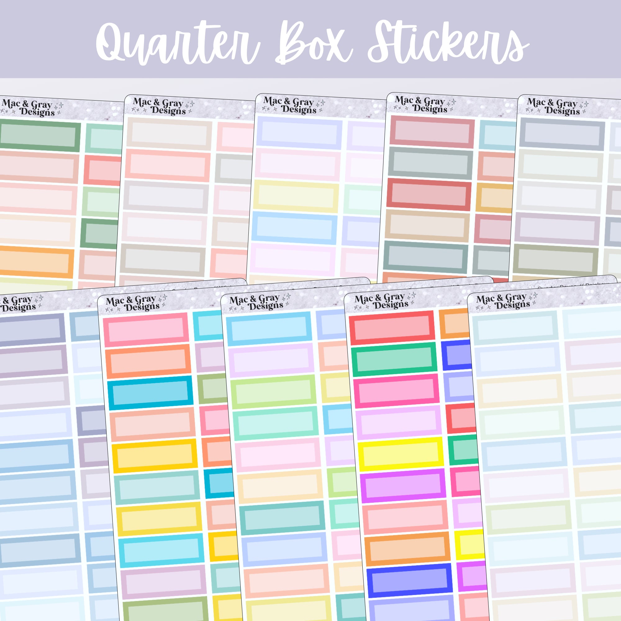 Sticker Multi Quat Quarter Box Stickers // Planner Sticker Essentials – macandgraydesigns