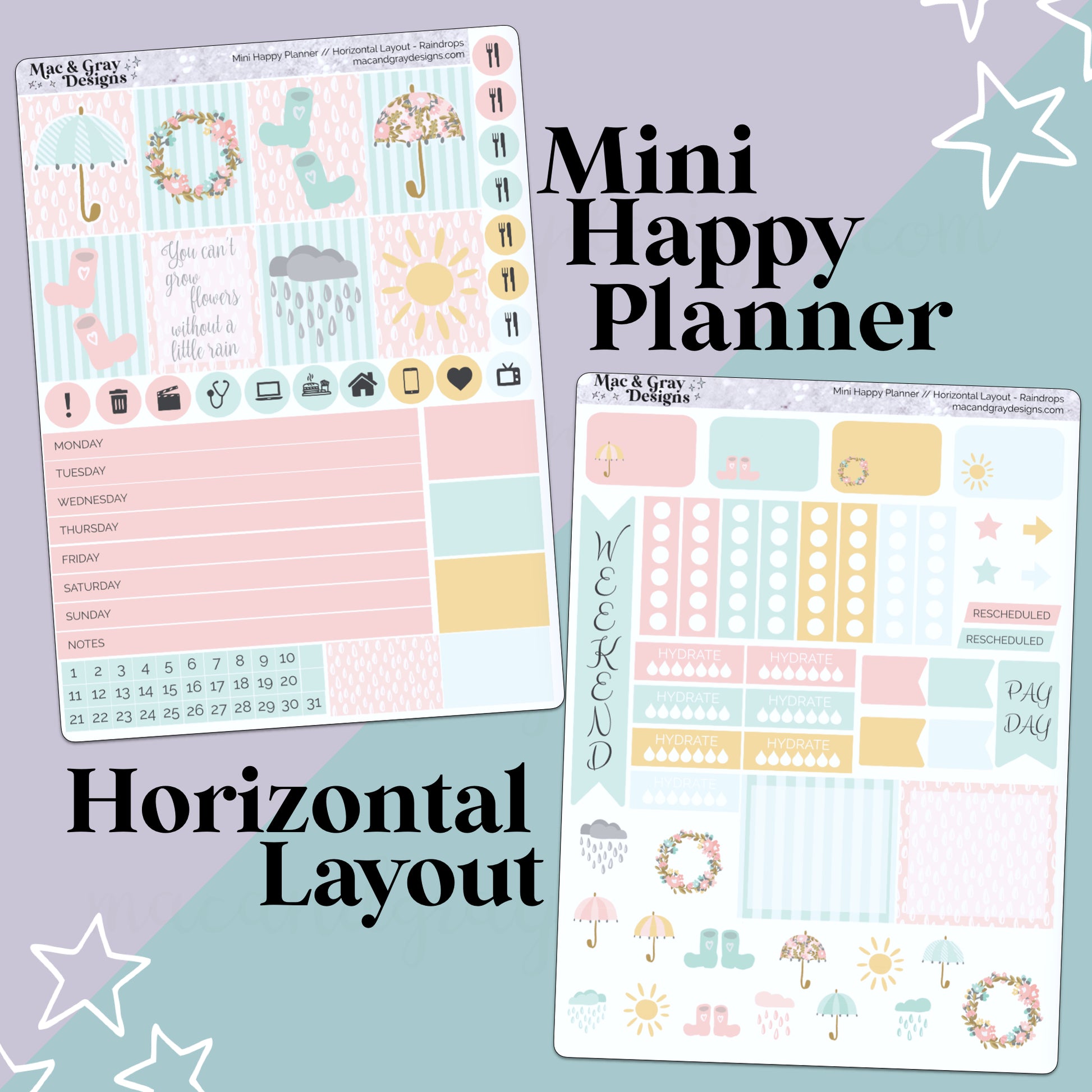 Sunflower // Happy Planner, Vertical Planner Stickers, Hobonichi, Mini –  macandgraydesigns