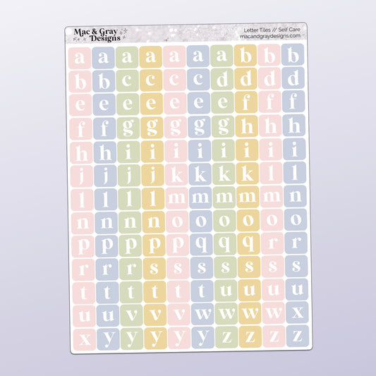 Letter Tile Stickers | Self Care