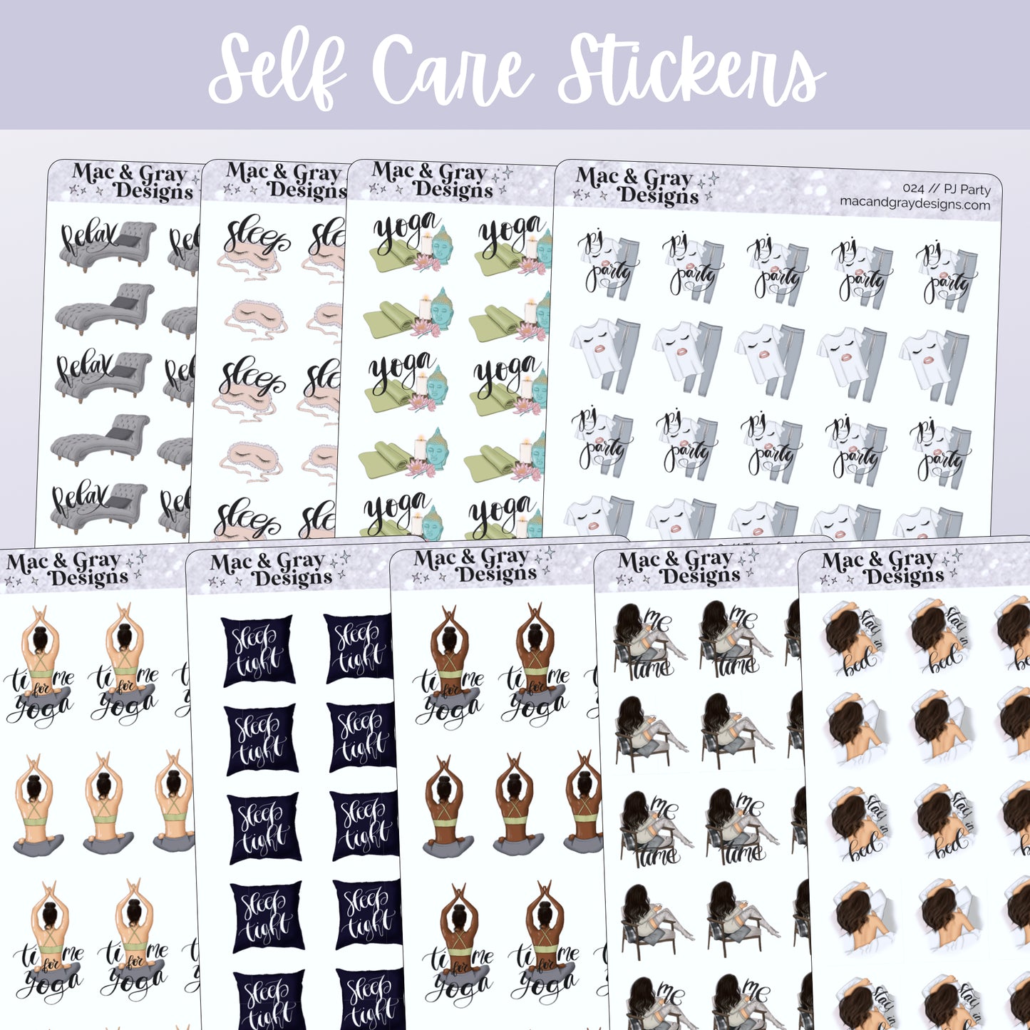 Self Care Planner Stickers // Functional Planner Stickers