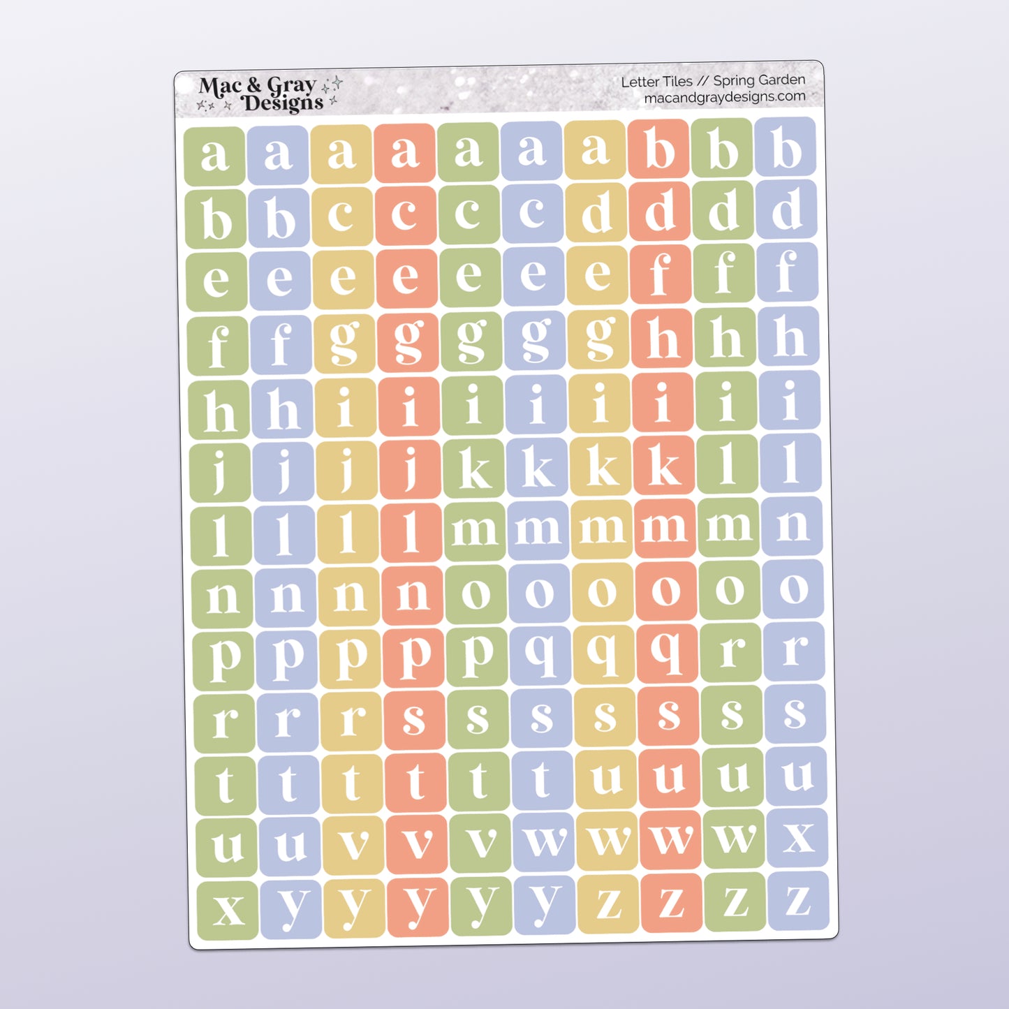 Letter Tile Stickers | Spring Garden