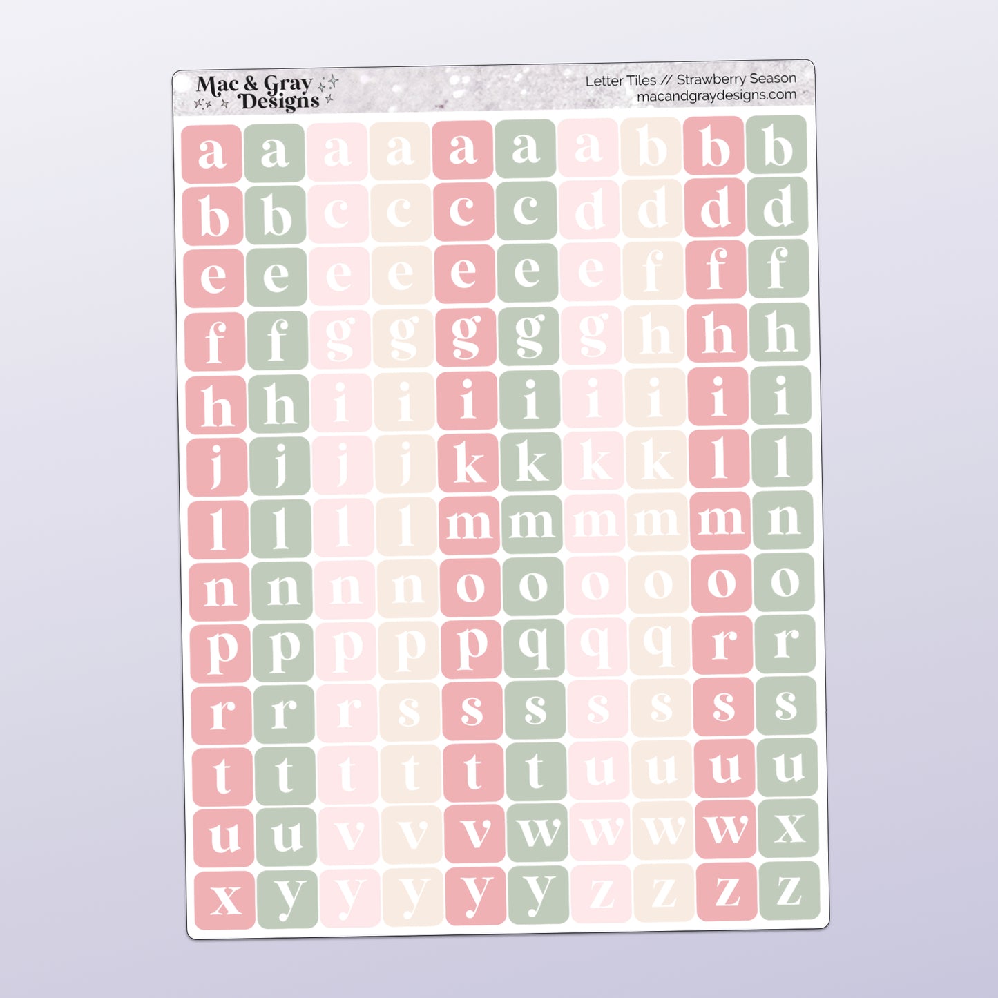 Letter Tile Stickers | Strawberry Season