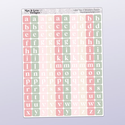 Letter Tile Stickers | Strawberry Season