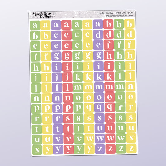 Letter Tile Stickers | Tennis Champion