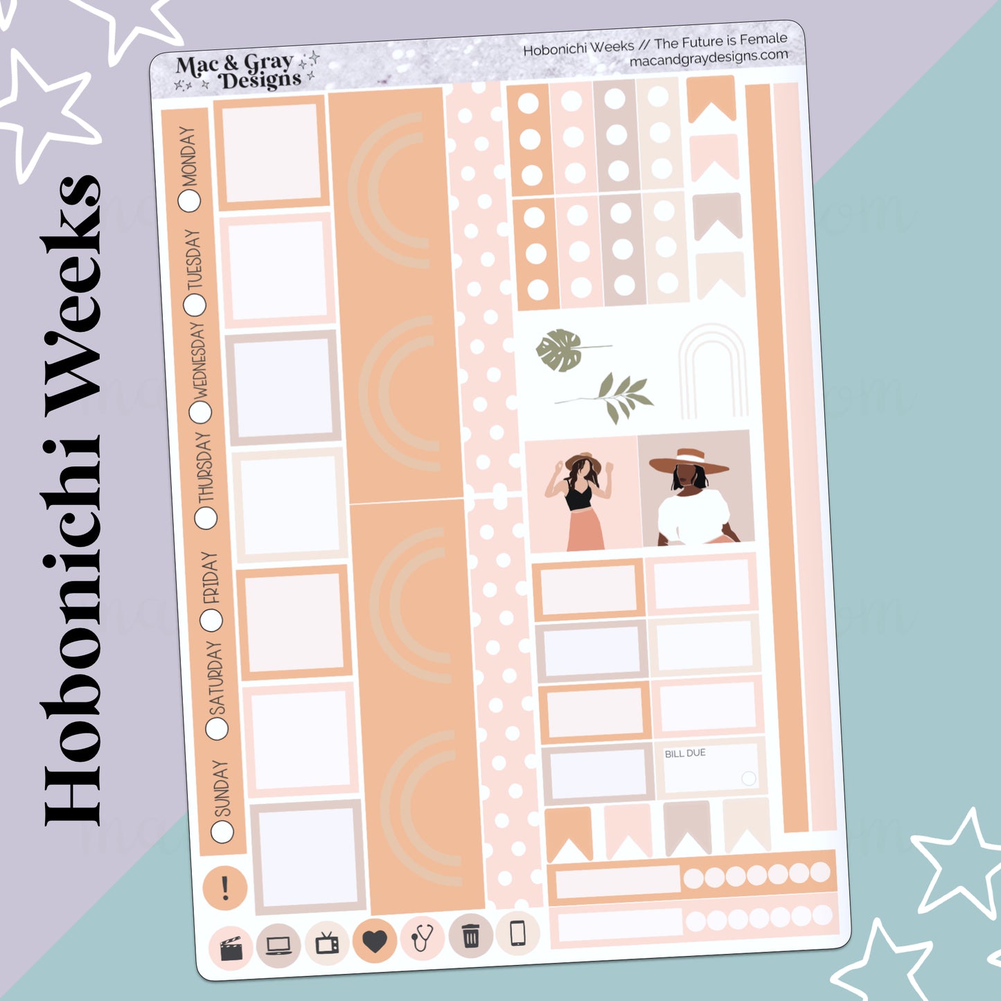 Glam Girls Hobonichi Weeks Planner Sticker Kit – Winterfield Studios