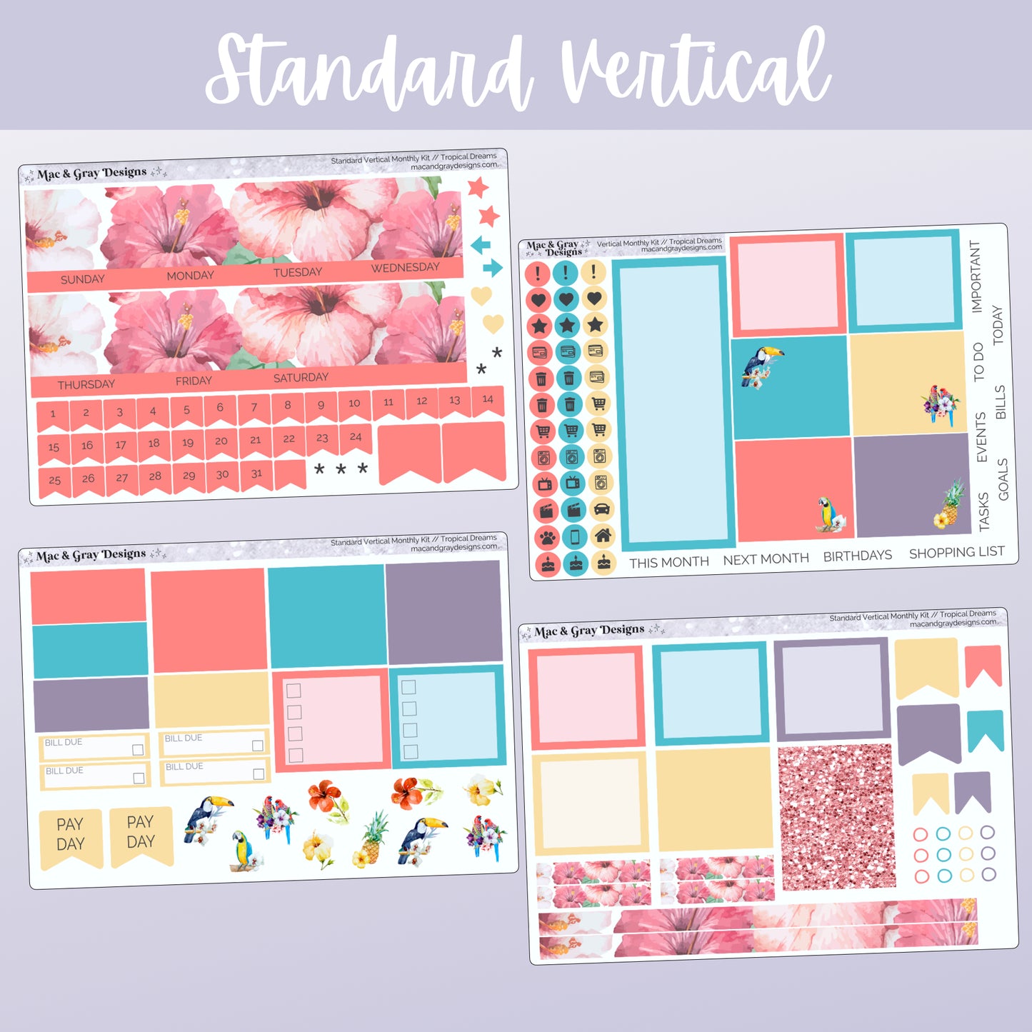 Tropical Dreams Monthly Kit // Planner Stickers for Vertical Layouts – macandgraydesigns tropical-dreams-monthly-kit-planner-stickers-for-vertical-layouts-macandgraydesigns