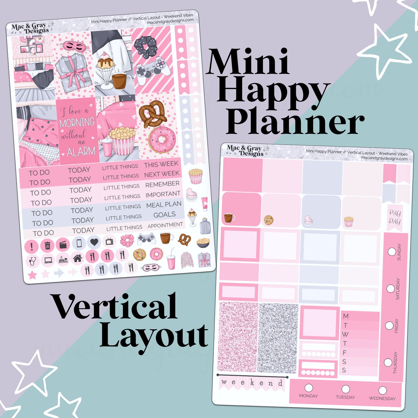 Study // Weekly Sticker Kit - Standard Vertical & Happy Planner