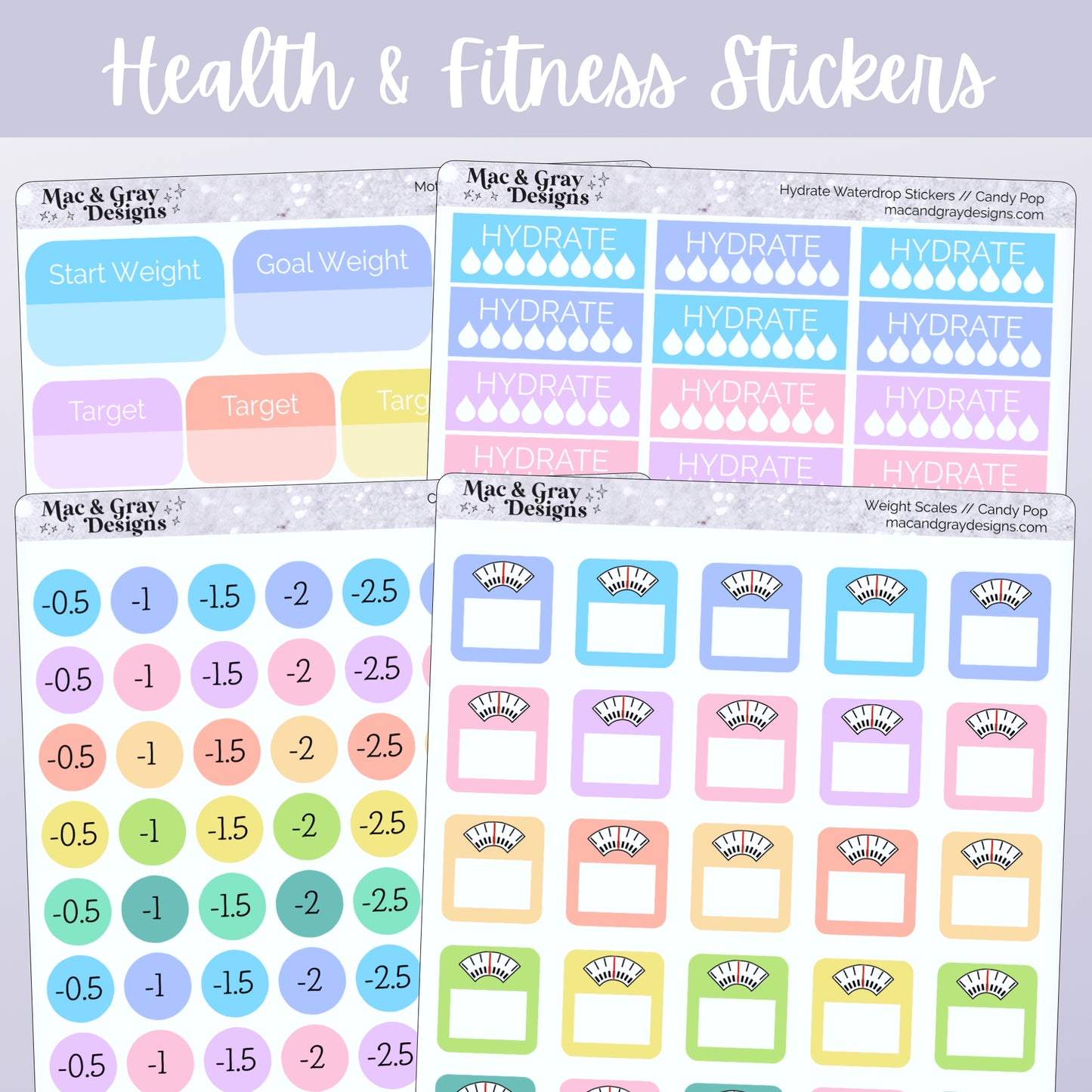 Candy Pop Weight Loss Stickers // Health & Fitness Stickers