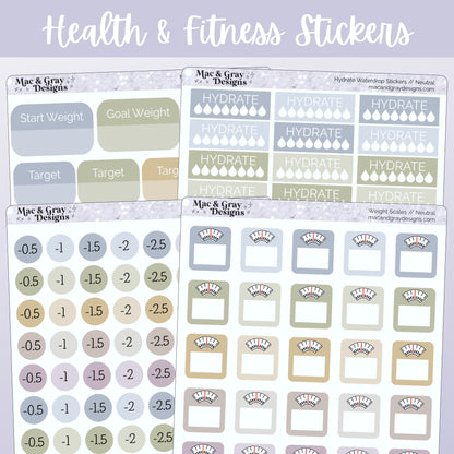 Neutral Weight Loss Stickers // Weight Scale & Diet Tracker Planner Stickers