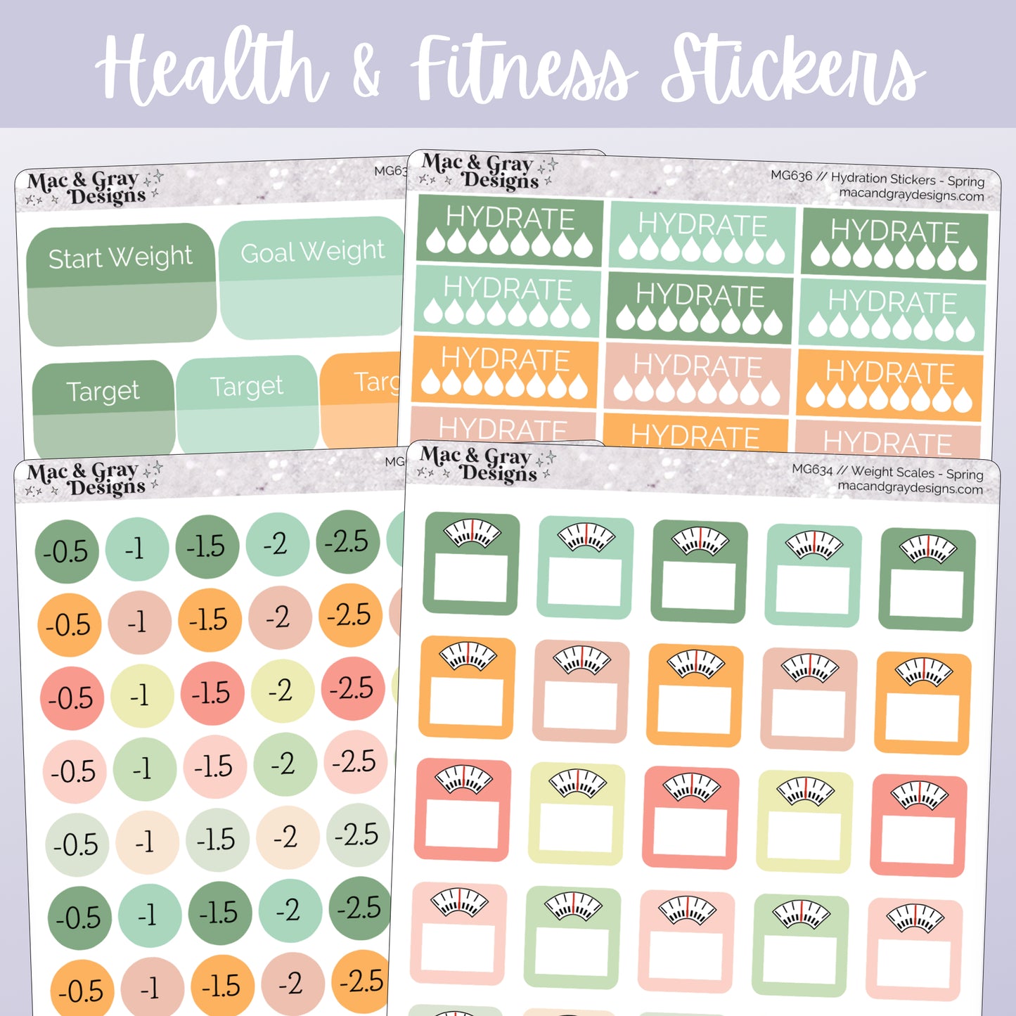 Spring Weight Loss Stickers // Health & Fitness Stickers