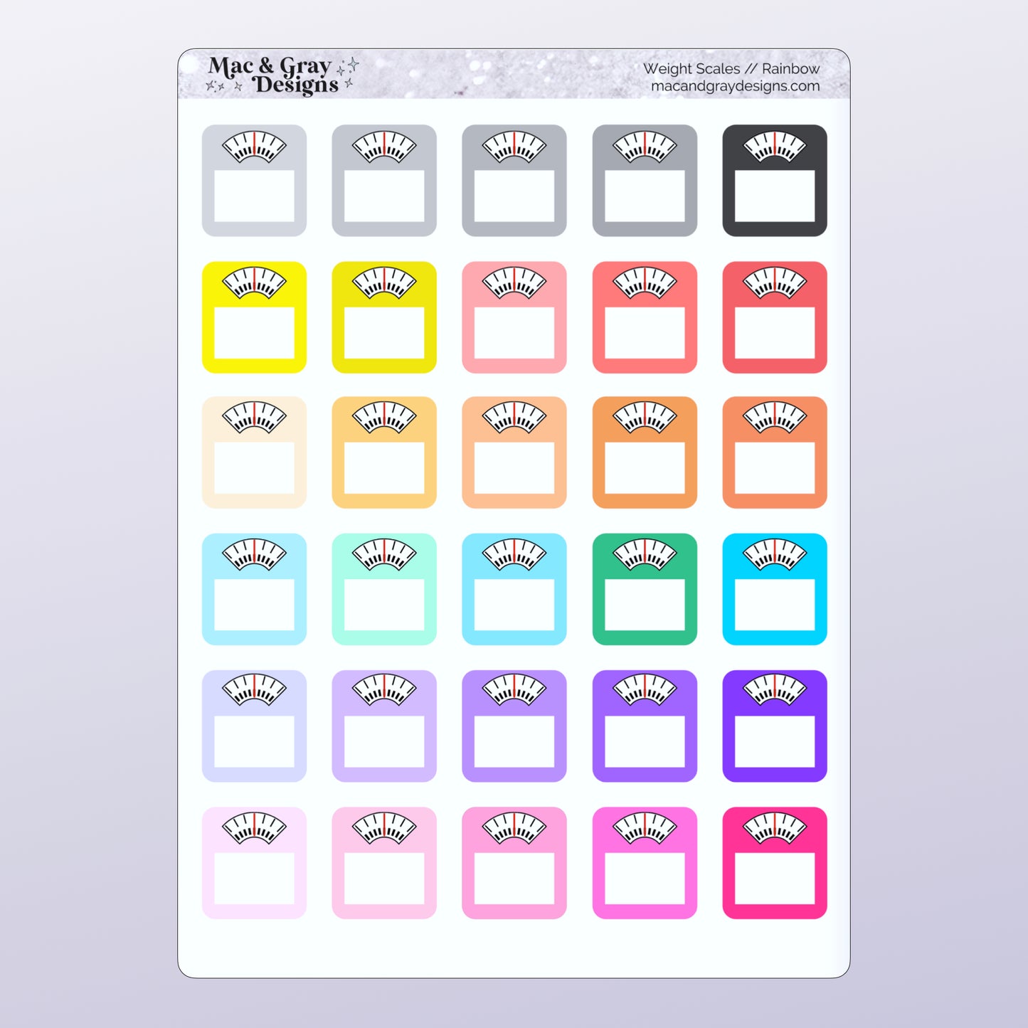 Rainbow Weight Loss Stickers // Weight Scale & Diet Tracker Planner Stickers