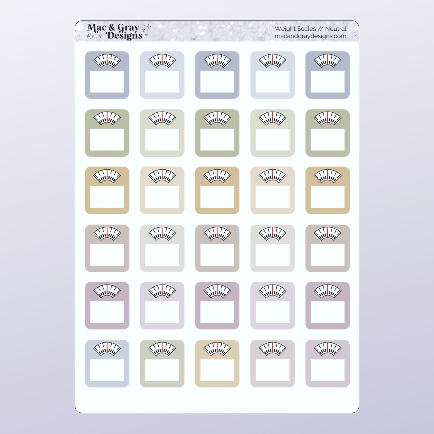 Neutral Weight Loss Stickers // Weight Scale & Diet Tracker Planner Stickers